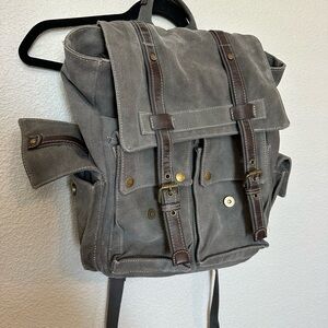 Gray and Brown Vintage-Inspired Backpack